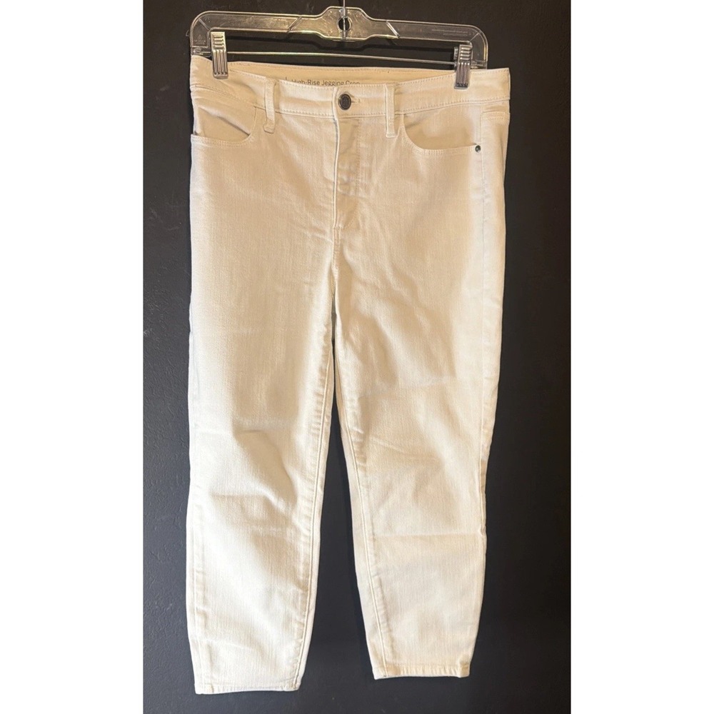 Talbots High Rise Jegging Crop White Jeans Petite 6P Stretch Ankle Crop 30x21